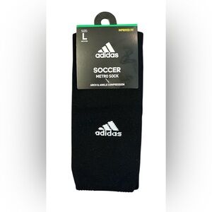 NWT Adidas Metro Soccer Black Socks Arch Ankle Compression Men’s Large
